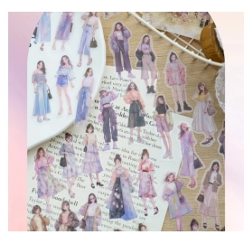 Journamm 30pcs/pack Kawaii Girl PET Stickers DIY Scrapbooking Decor Photo Album Creative Stationery Collage Materials Stickers