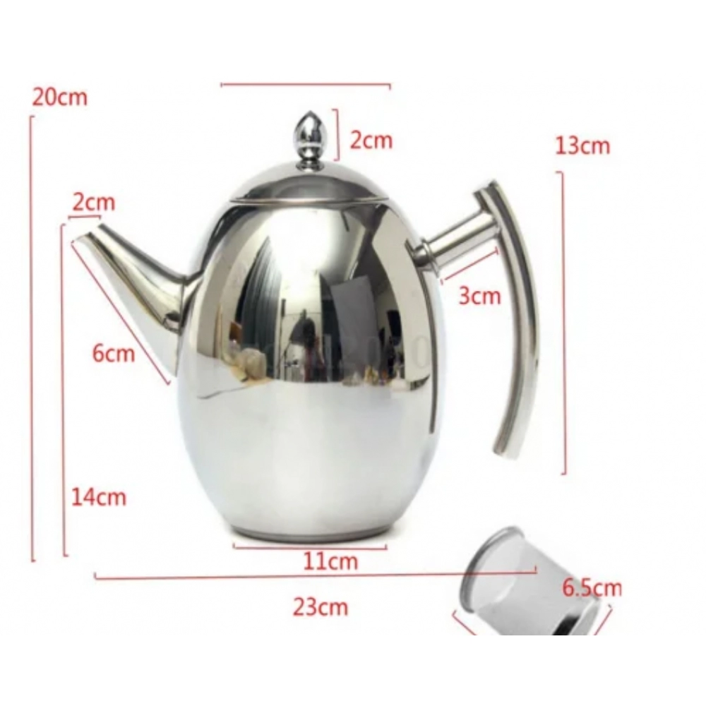 Stainless Steel Teapot Kitchen Home Large Capacity Teapot Kettle Coffee Pot Cold Kettle with Removable Mesh Filter Teaware