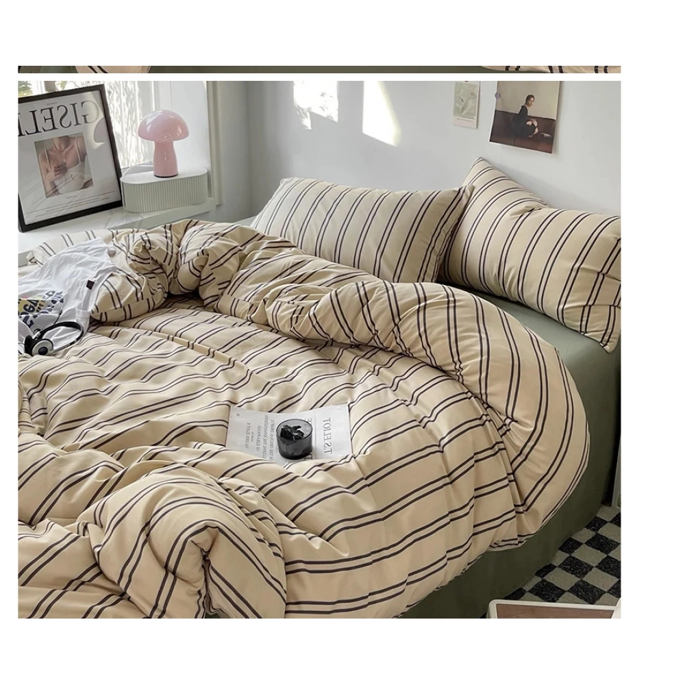 Stripe Bedding Comforter Set with Pillowcase bed sheet Single Full Size Bed Linen Duvet Cover Set Queen/King Double Single Bed
