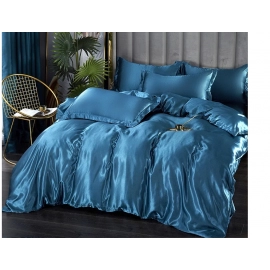 Silk Bedding Set with Duvet Cover Bed Sheet Pillow..