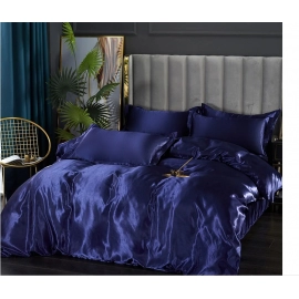 Silk Bedding Set with Duvet Cover Bed Sheet Pillowcase Luxury Satin Bedsheet Solid Color Double Single King Queen Full Twin Size