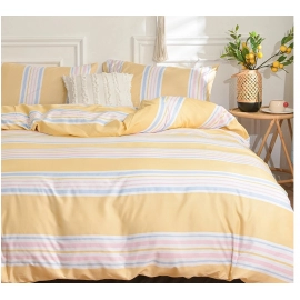 Queen Quilt Cover Sets Yellow Striped Duvet Cover with Pillowcase cobertor 2 plazas cama King Size dekbedovertrek 240x220 Cover